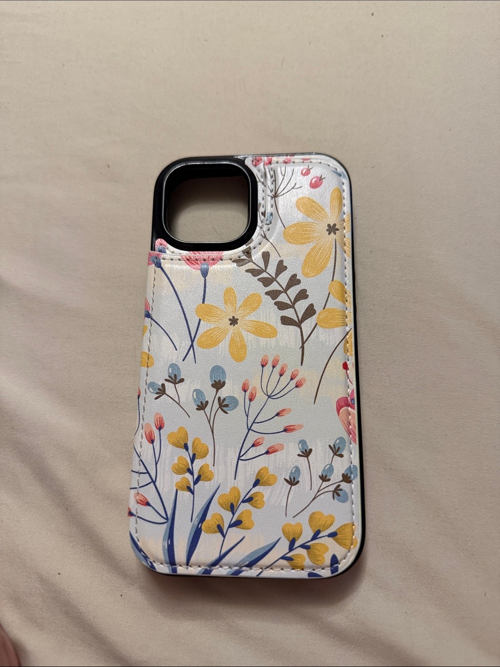 Floral Yellow & Blue Wallet Phone Case - IPhone 15